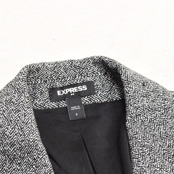 Express Women's One Button Blazer Jacket Geometric Cotton Blend Gray Size S - Picture 7 of 8